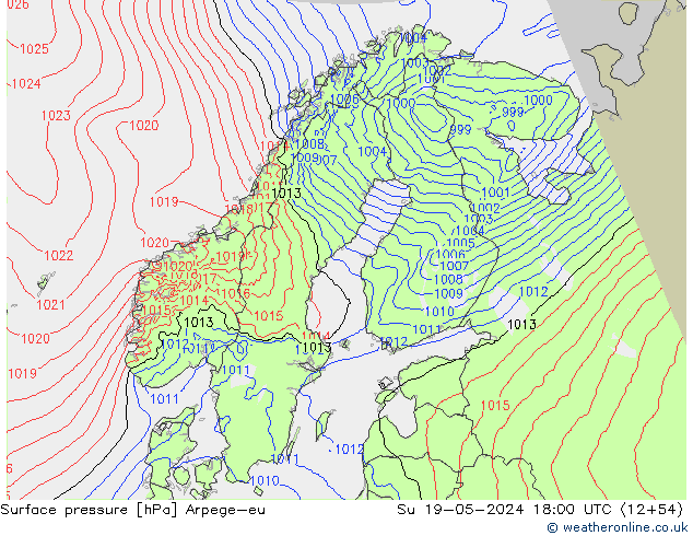 приземное давление Arpege-eu Вс 19.05.2024 18 UTC