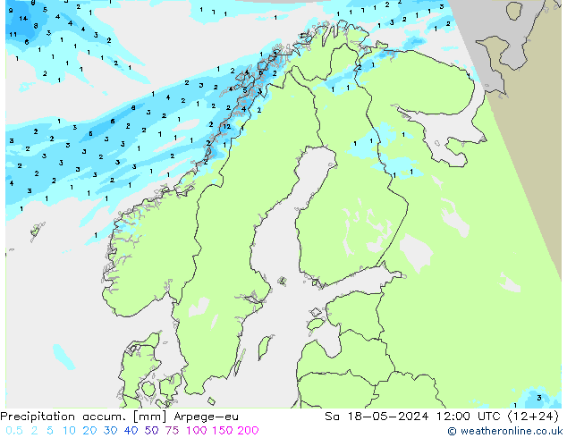 Precipitation accum. Arpege-eu Sa 18.05.2024 12 UTC