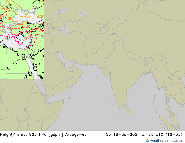 Height/Temp. 925 hPa Arpege-eu Sa 18.05.2024 21 UTC