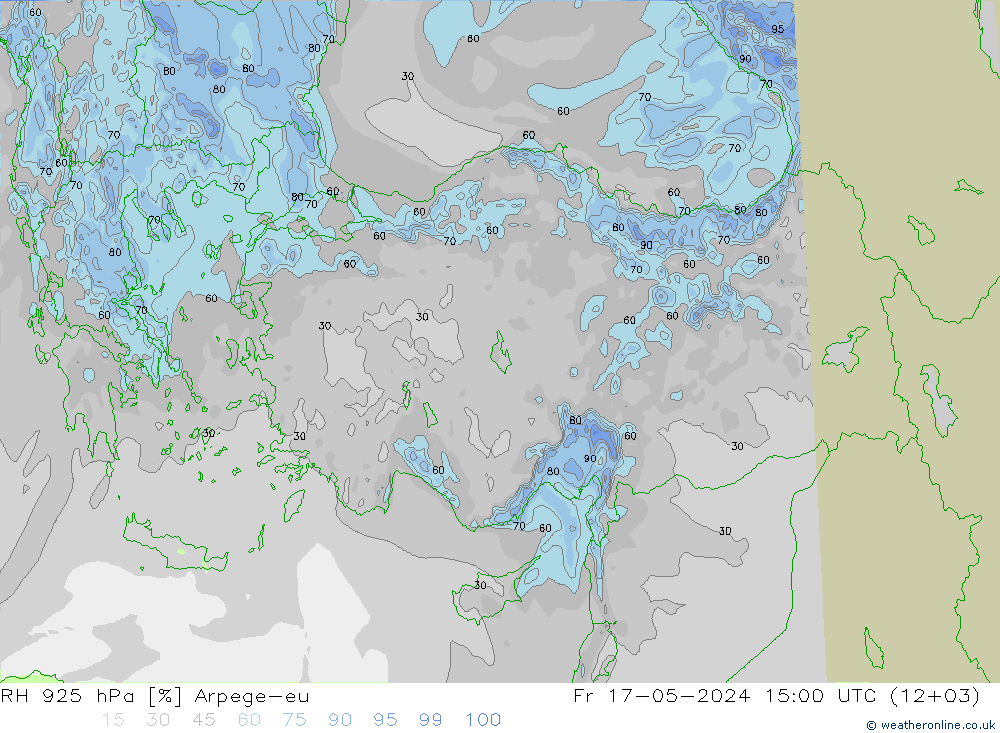 RH 925 hPa Arpege-eu Fr 17.05.2024 15 UTC