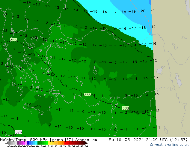 Height/Temp. 500 hPa Arpege-eu Su 19.05.2024 21 UTC