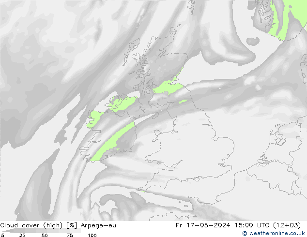 Cloud cover (high) Arpege-eu Fr 17.05.2024 15 UTC