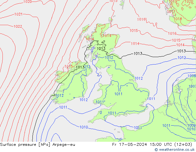 Presión superficial Arpege-eu vie 17.05.2024 15 UTC