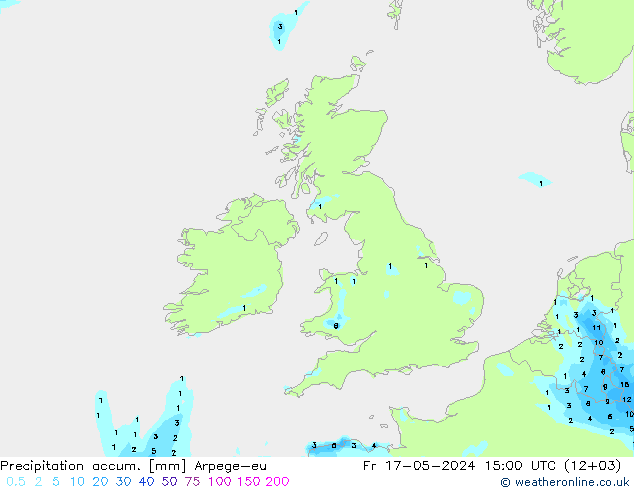 Precipitation accum. Arpege-eu Fr 17.05.2024 15 UTC