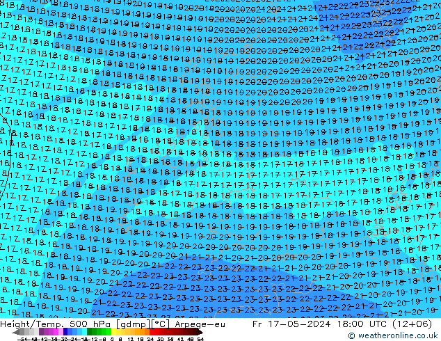 Height/Temp. 500 hPa Arpege-eu ven 17.05.2024 18 UTC
