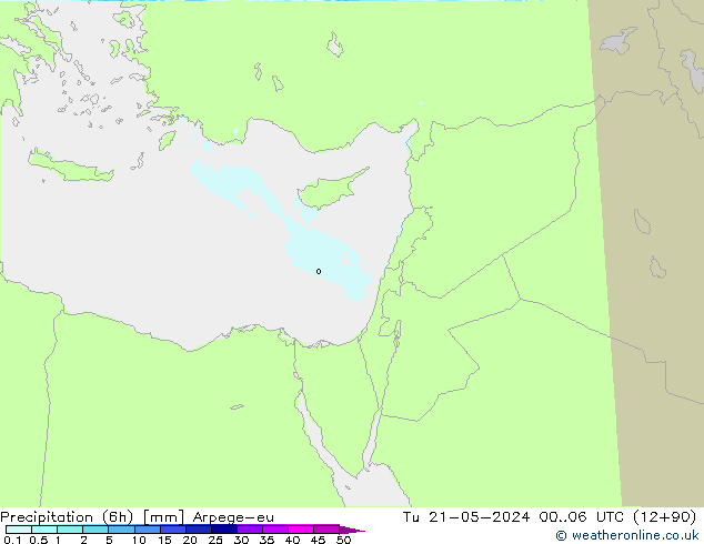 Precipitación (6h) Arpege-eu mar 21.05.2024 06 UTC