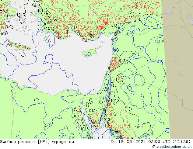 Surface pressure Arpege-eu Su 19.05.2024 03 UTC
