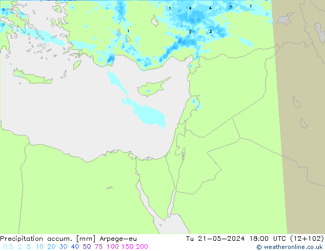 Totale neerslag Arpege-eu di 21.05.2024 18 UTC