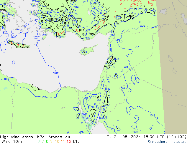 High wind areas Arpege-eu mar 21.05.2024 18 UTC