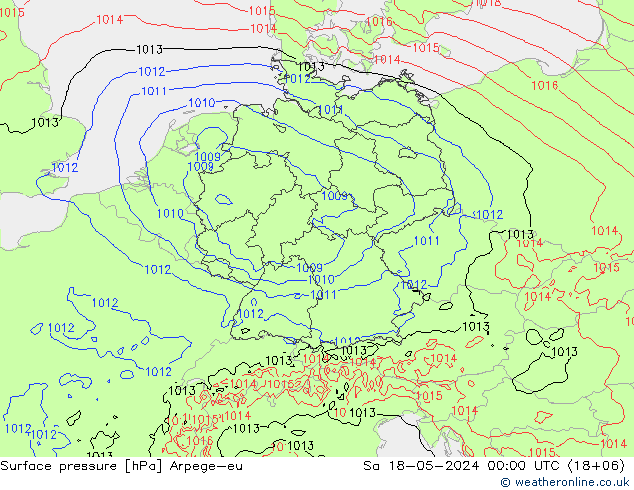 地面气压 Arpege-eu 星期六 18.05.2024 00 UTC