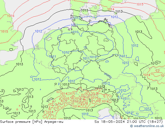 Bodendruck Arpege-eu Sa 18.05.2024 21 UTC