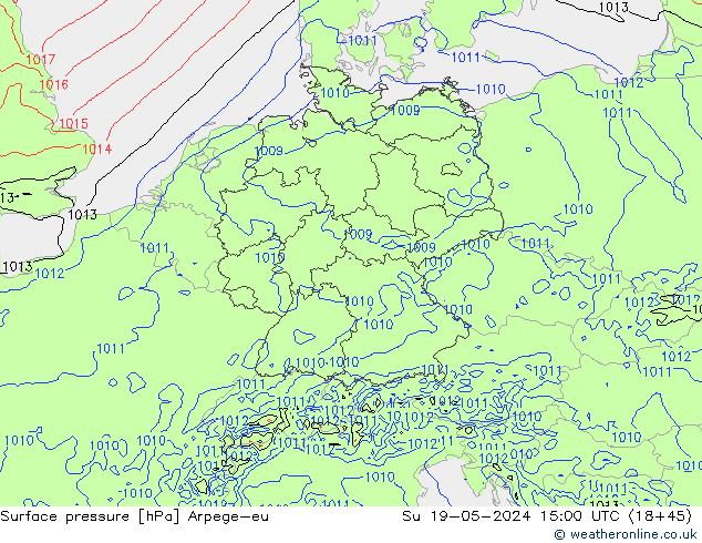 Luchtdruk (Grond) Arpege-eu zo 19.05.2024 15 UTC