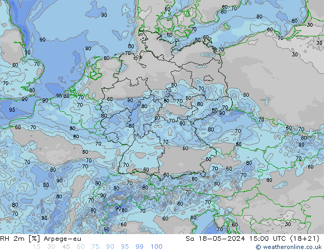 RH 2m Arpege-eu so. 18.05.2024 15 UTC