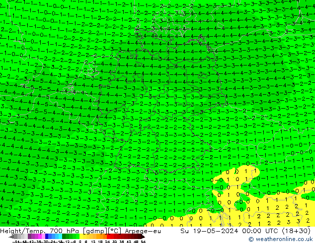 Height/Temp. 700 hPa Arpege-eu Su 19.05.2024 00 UTC
