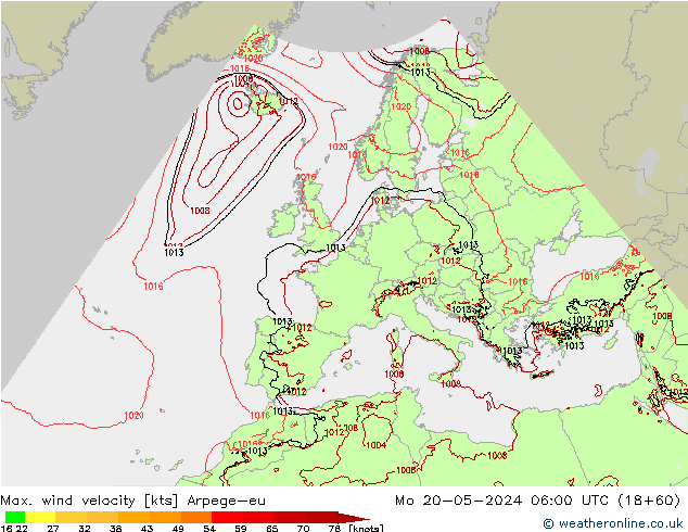 Windböen Arpege-eu Mo 20.05.2024 06 UTC
