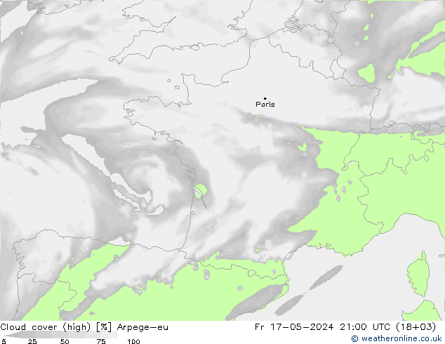 Wolken (hohe) Arpege-eu Fr 17.05.2024 21 UTC