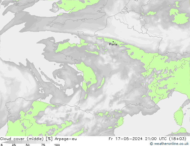 Wolken (mittel) Arpege-eu Fr 17.05.2024 21 UTC