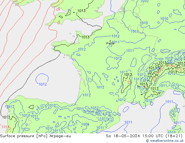 ciśnienie Arpege-eu so. 18.05.2024 15 UTC