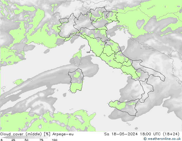 oblačnosti uprostřed Arpege-eu So 18.05.2024 18 UTC
