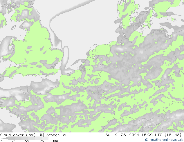 Bewolking (Laag) Arpege-eu zo 19.05.2024 15 UTC