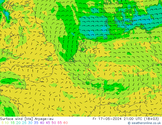 风 10 米 Arpege-eu 星期五 17.05.2024 21 UTC