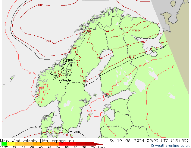 Windböen Arpege-eu So 19.05.2024 00 UTC