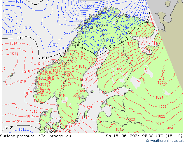 Bodendruck Arpege-eu Sa 18.05.2024 06 UTC