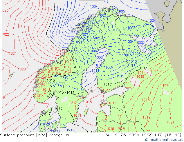 Luchtdruk (Grond) Arpege-eu zo 19.05.2024 12 UTC