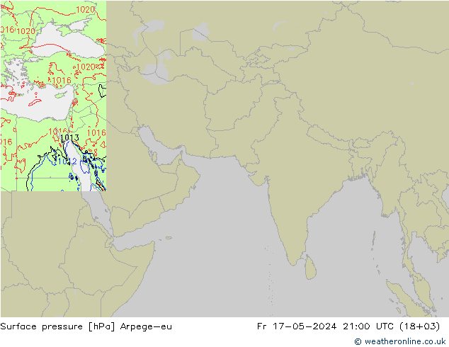 地面气压 Arpege-eu 星期五 17.05.2024 21 UTC