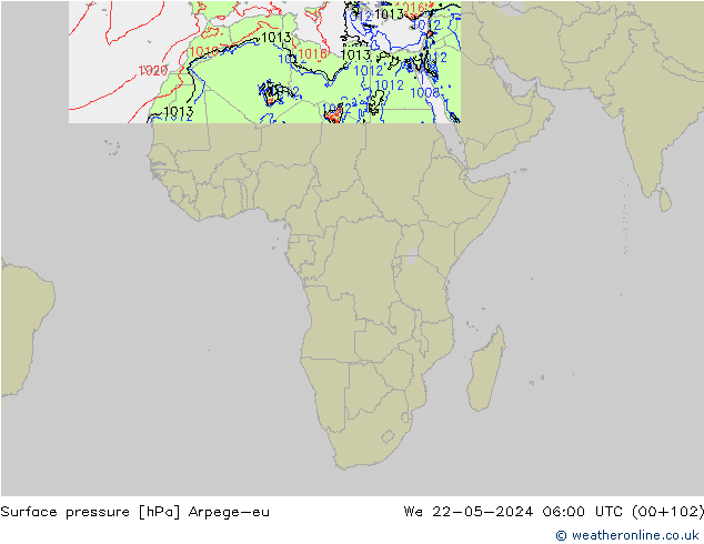 Luchtdruk (Grond) Arpege-eu wo 22.05.2024 06 UTC