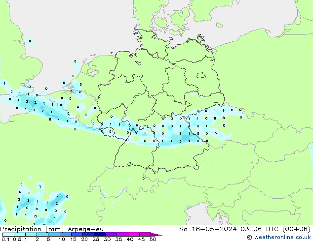 降水 Arpege-eu 星期六 18.05.2024 06 UTC