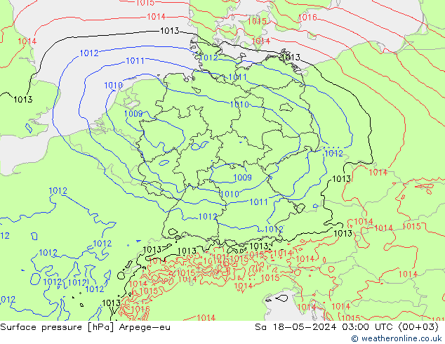 Surface pressure Arpege-eu Sa 18.05.2024 03 UTC