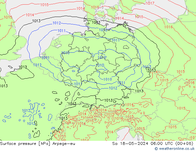 Surface pressure Arpege-eu Sa 18.05.2024 06 UTC