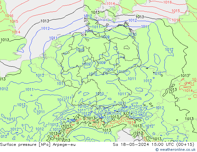 приземное давление Arpege-eu сб 18.05.2024 15 UTC