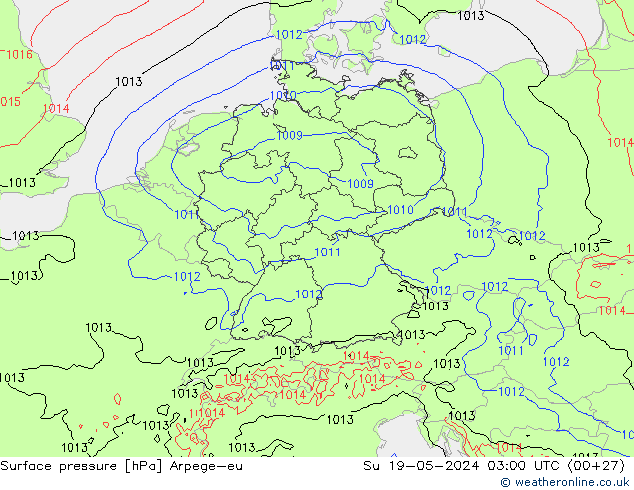 pressão do solo Arpege-eu Dom 19.05.2024 03 UTC
