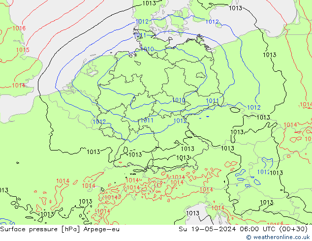 приземное давление Arpege-eu Вс 19.05.2024 06 UTC