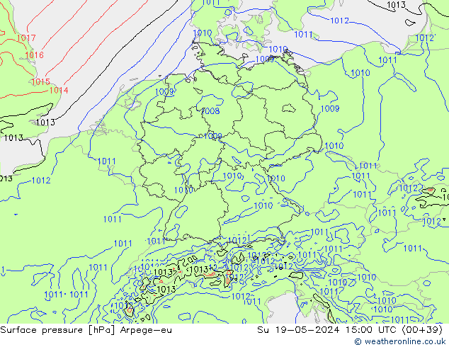Presión superficial Arpege-eu dom 19.05.2024 15 UTC