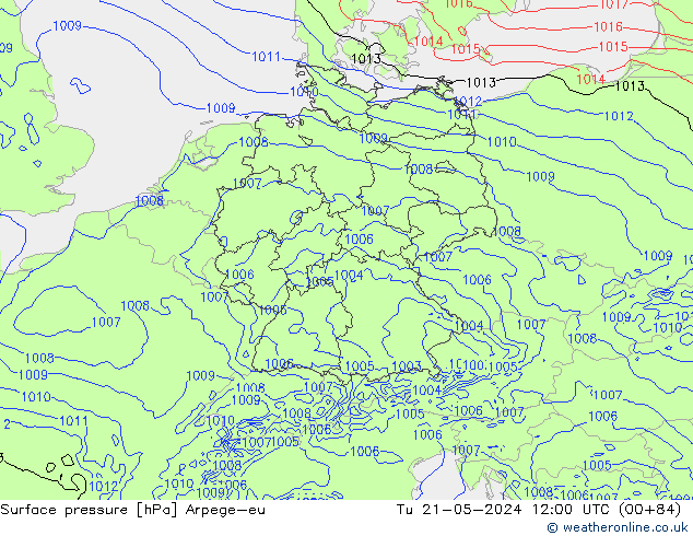 Luchtdruk (Grond) Arpege-eu di 21.05.2024 12 UTC