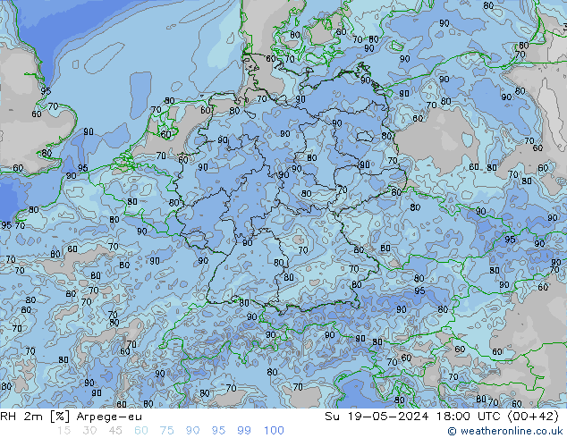 RH 2m Arpege-eu Dom 19.05.2024 18 UTC