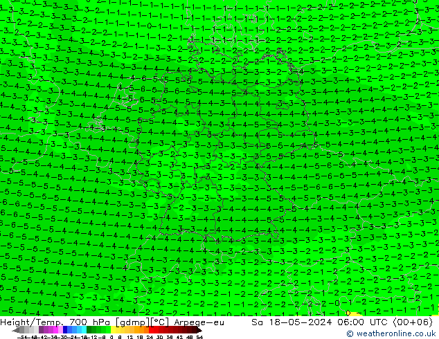 Height/Temp. 700 hPa Arpege-eu sab 18.05.2024 06 UTC