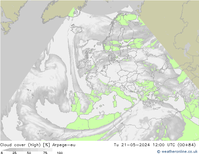 Bulutlar (yüksek) Arpege-eu Sa 21.05.2024 12 UTC
