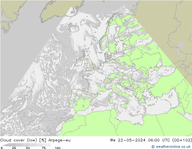 nízká oblaka Arpege-eu St 22.05.2024 06 UTC