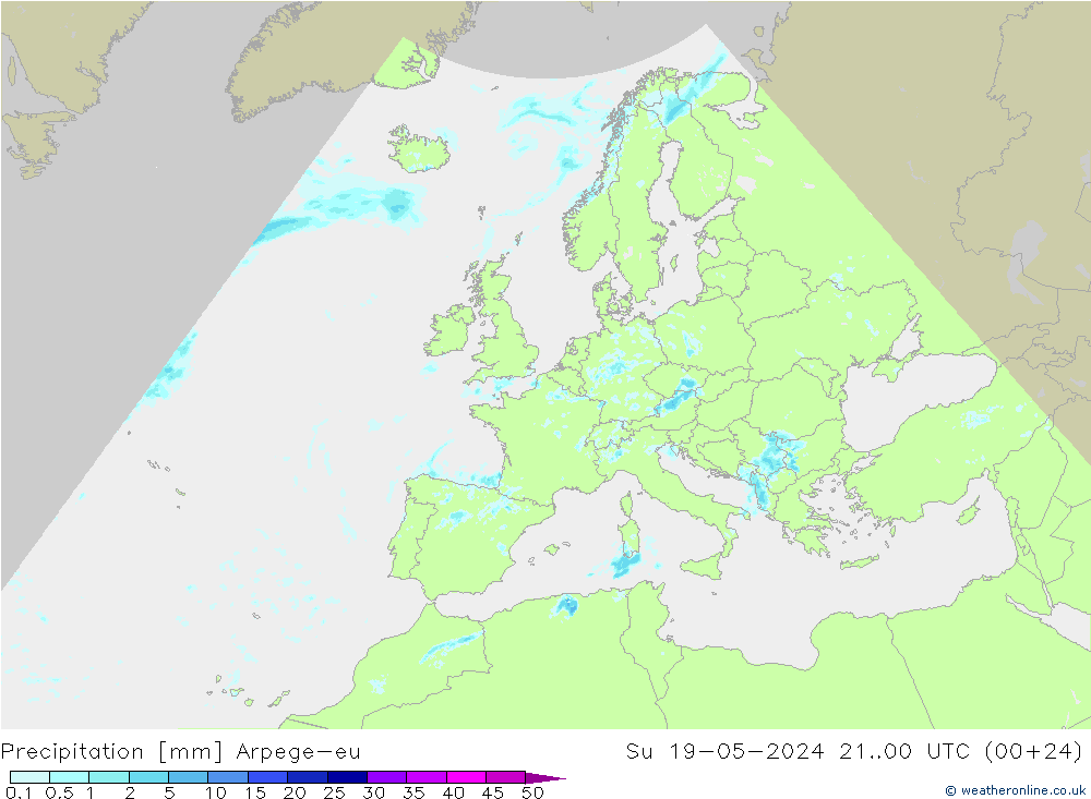 Neerslag Arpege-eu zo 19.05.2024 00 UTC
