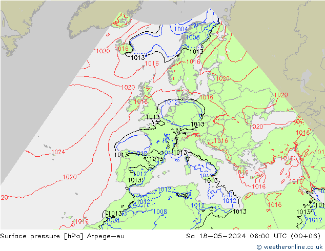 Yer basıncı Arpege-eu Cts 18.05.2024 06 UTC