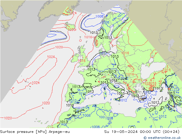 pression de l'air Arpege-eu dim 19.05.2024 00 UTC