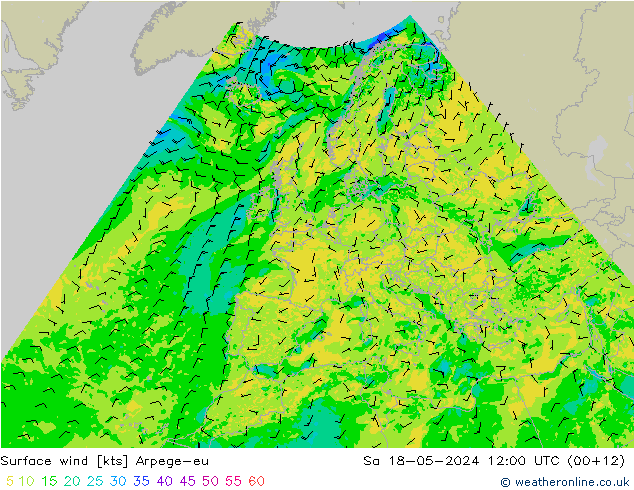 Rüzgar 10 m Arpege-eu Cts 18.05.2024 12 UTC
