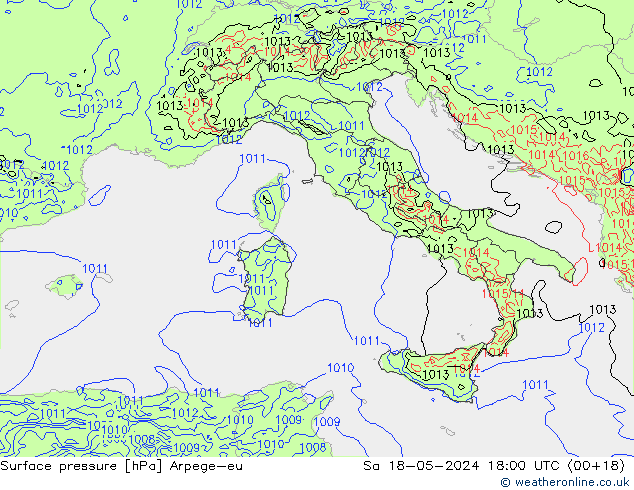Atmosférický tlak Arpege-eu So 18.05.2024 18 UTC