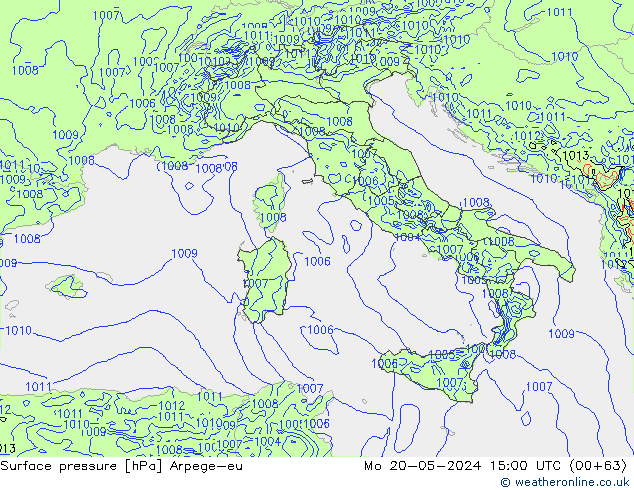 pressão do solo Arpege-eu Seg 20.05.2024 15 UTC
