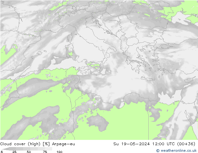 Bulutlar (yüksek) Arpege-eu Paz 19.05.2024 12 UTC