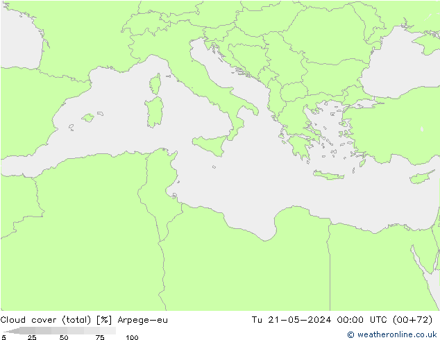 Nuages (total) Arpege-eu mar 21.05.2024 00 UTC